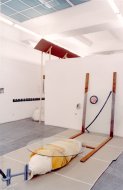 am fluß ( treibt eine wespe die schläft aber bloß), Misha Stroj, Installationshot, Kerstin Engholm Galerie, 2003
