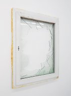 Gegen die Wand (Against the wall), 2008, windowframe, glass, 120 x 100 x 7 cm