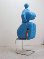David Ben White, Blue chair, 2016, Herculite 2, wood, metal, internal foam, spray paint, 52cm x 49 cm x 147cm
