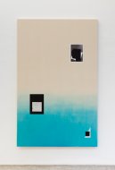 Marita Fraser, O.T., 2015, fabric dye, collage, metal leaf on canvas, 190 x 120 cm