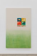 Marita Fraser, O.T., 2015, fabric dye, fabric on canvas, 190 x 120 cm