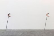 Eva Grubinger - Cafe Nihilismus/ Handlebars, polished steel, leather, 90 x 40 x 200 cm 