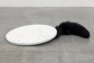 Eva Grubinger - Cafe Nihilismus / Round Marble, marble, fur, 90 x 40 x 8 cm